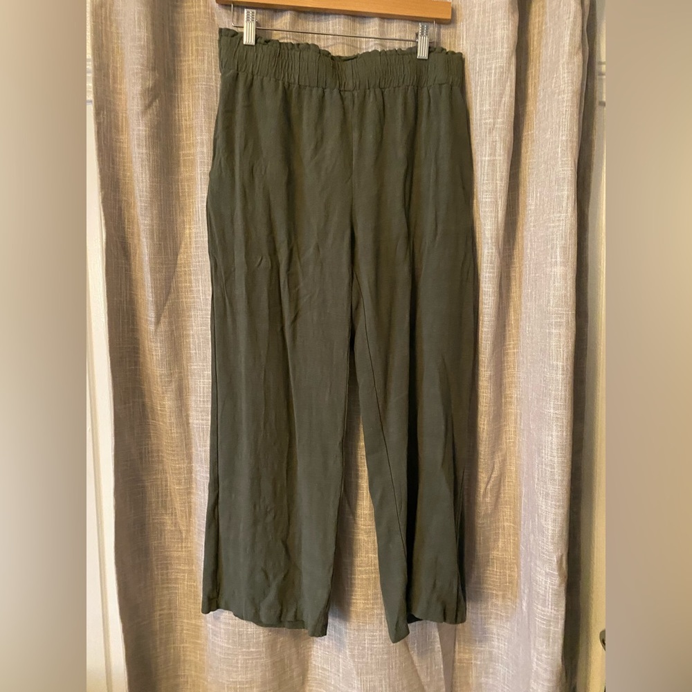 Olive green wide leg trousers